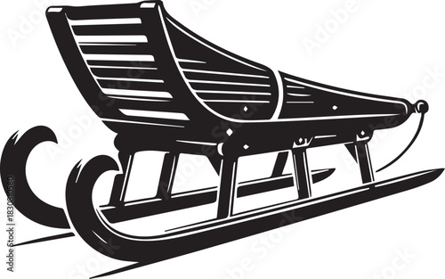 Vintage wood sled simple black and white illustration design template .eps
