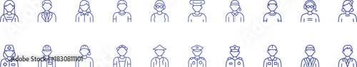 Profession icons diverse essential worker and career symbols for infographics and web design. Vector illustration.