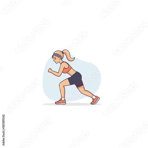 Dynamic athleticism depiction showcasing focused woman determinedly engaged fitness exercises