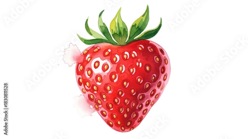 Juicy Red Strawberry Watercolor Illustration Fresh, Vibrant, and Delicious