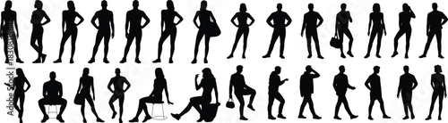 Crowd silhouettes dynamic diverse poses for adding realism to design projects. Vector illustration.