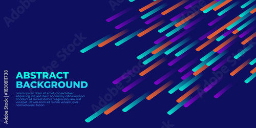 Abstract blue background design vector, dynamic technology banner template with dark blue and orange stripes shape for presentation or web banner	
