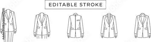 Fashion blazers elegant sketch collection for women�s professional apparel. Vector illustration.