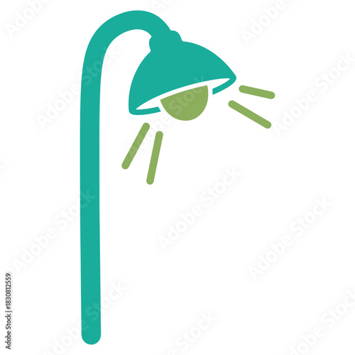 Stylized Street Light Illustration with Teal and Green Accents Design Element for Night Scenes and Urban Life Concepts
