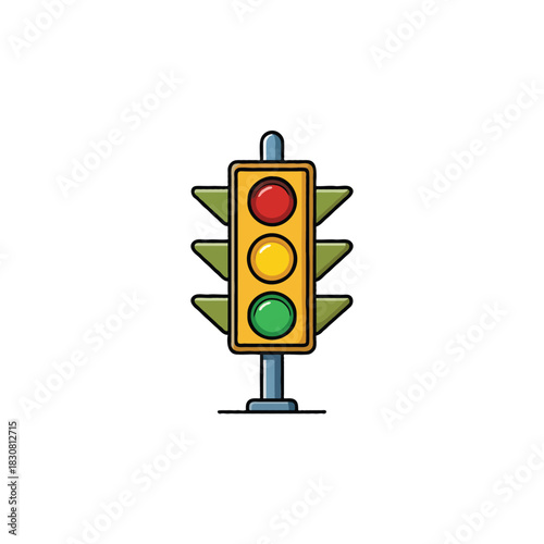 Vibrant traffic signal with green, yellow, and red lights instructing movement and safety