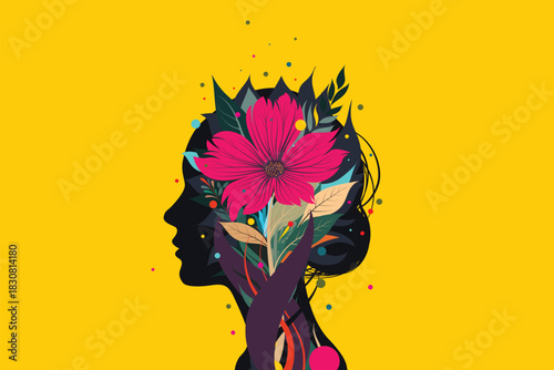 Girl, Woman, Teenager, Child, Love, Flowers, Happiness, Joy, Colors, Childhood, Artwork, Vector
