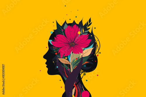 Girl, Woman, Teenager, Child, Love, Flowers, Happiness, Joy, Colors, Childhood, Artwork, Vector
