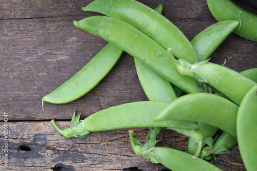 Wallpaper Mural Fresh green peas in wooden bowl close-up Torontodigital.ca