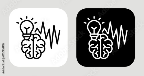 Idea Pulse Icon In Black and White Line Style