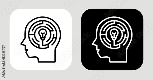 Thought Maze Icon In Black and White Line Style