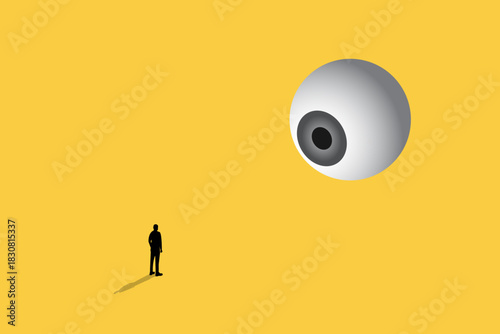 Businessman being monitored at work minimal illustration. concept of loss of privacy, surveillance