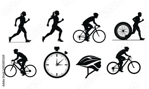 silhouettes of cyclist