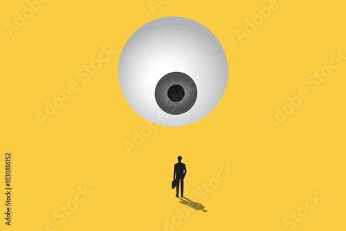 Businessman being monitored at work minimal illustration. concept of loss of privacy, surveillance
