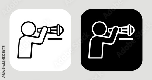 Open Horizon Icon In Black and White Line Style