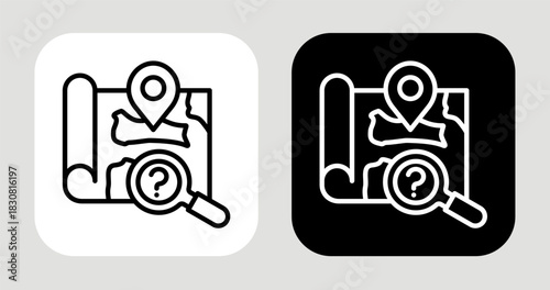 Hidden Market Icon In Black and White Line Style