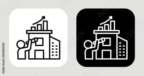 Business Scope Icon In Black and White Line Style