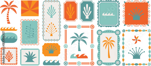 Tropical Frames and Elements with Palm Trees and Waves Keywords: tropical, frame, border, palm