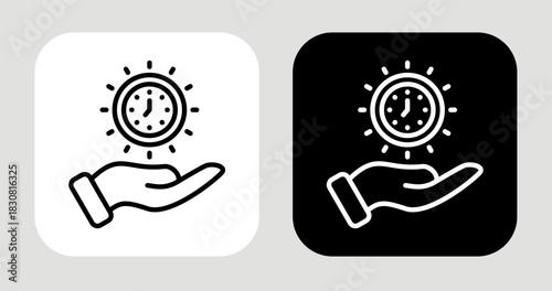 Golden Moment Icon In Black and White Line Style