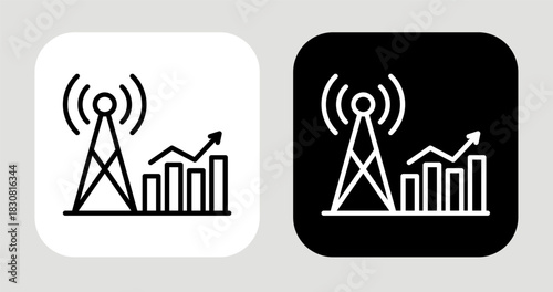 Market Signal Icon In Black and White Line Style