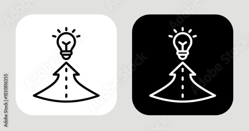 Discovery Path Icon In Black and White Line Style