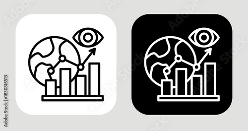 Market Vision Icon In Black and White Line Style