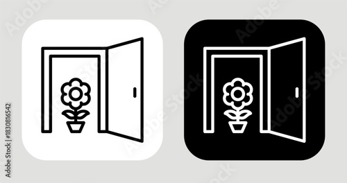 Growth Portal Icon In Black and White Line Style