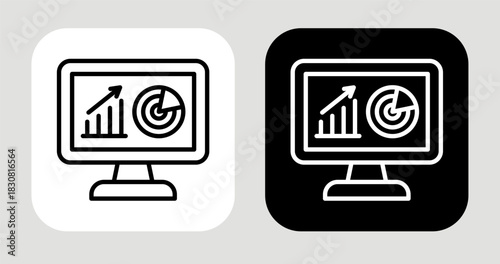 Vision Key Icon In Black and White Line Style