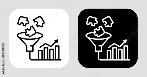 Idea Funnel Icon In Black and White Line Style