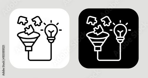 Filter Step Icon In Black and White Line Style