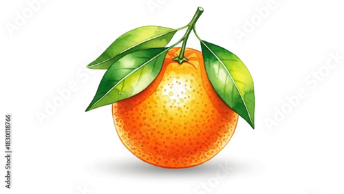 Vibrant Tangerine with Green Leaves A Fresh and Juicy Citrus Delight Illustration