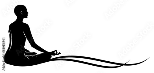 Silhouette of a person meditating