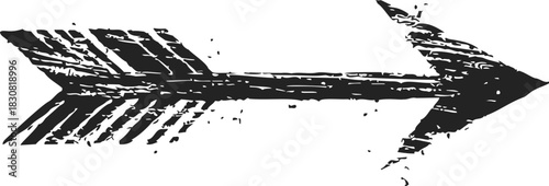 Arrow grunge sketch hand drawn with distressed texture and rough edges. Vector illustration