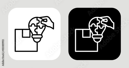 Product Fit Icon In Black and White Line Style