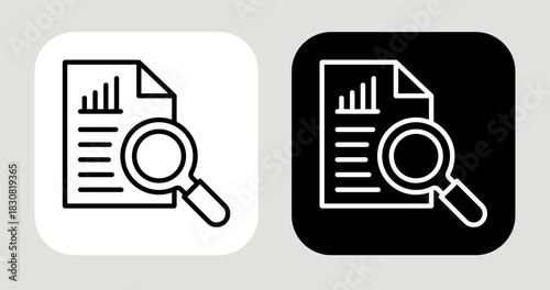 Insight Report Icon In Black and White Line Style