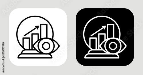 Forecast Vision Icon In Black and White Line Style