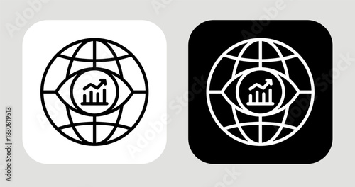Market Vision Icon In Black and White Line Style