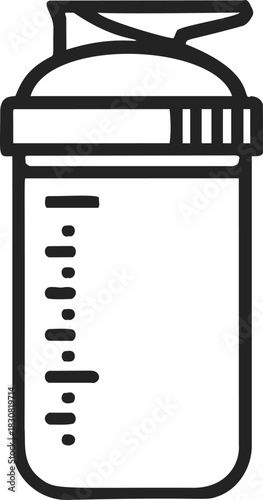 Baby bottle sketch, hand drawn vector, simple outline with measurement markings. Vector illustration