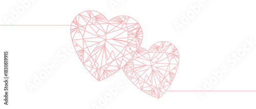 Two diamonds in red line art style