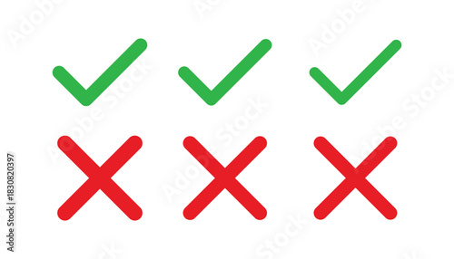 Check mark and cross mark icons