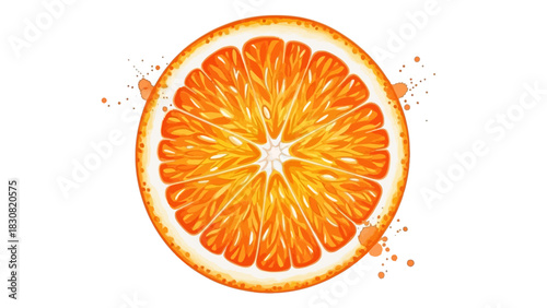 Vibrant watercolor illustration capturing the refreshing essence of a juicy orange slice, bursting with natural citrus flavor and freshness