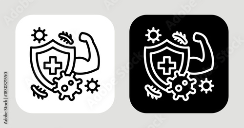 Immune Icon In Black and White Line Style
