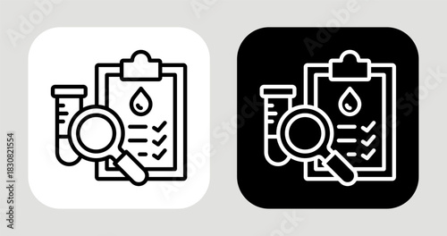 Blood Test Icon In Black and White Line Style