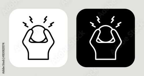 Headache Icon In Black and White Line Style