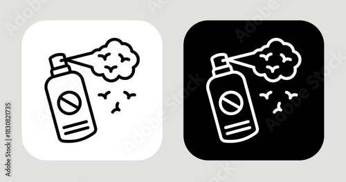 Mosquito Repellent Icon In Black and White Line Style
