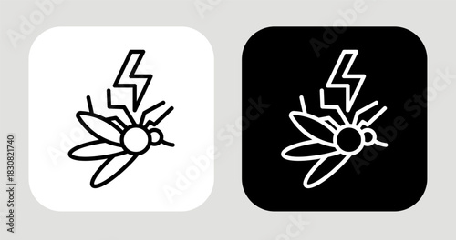 Dead Mosquito Icon In Black and White Line Style
