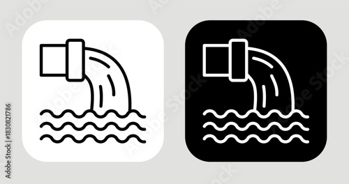 Drain Icon In Black and White Line Style