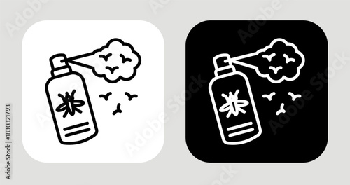 Insect Spray Icon In Black and White Line Style
