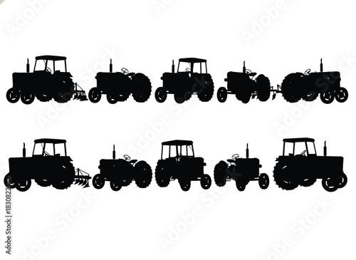 Collection of tractor silhouettes