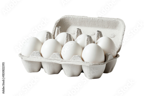 White eggs in a grey cardboard carton on a black background image, Isolated On Transparent Background, Png Cut Out