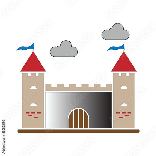 icon vector castle template design elegant